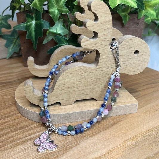 Natural Healing Watermelon Tourmaline and Blue Dumortierite for Self discovery, Enlightenment, Enhancing love energy and Joy