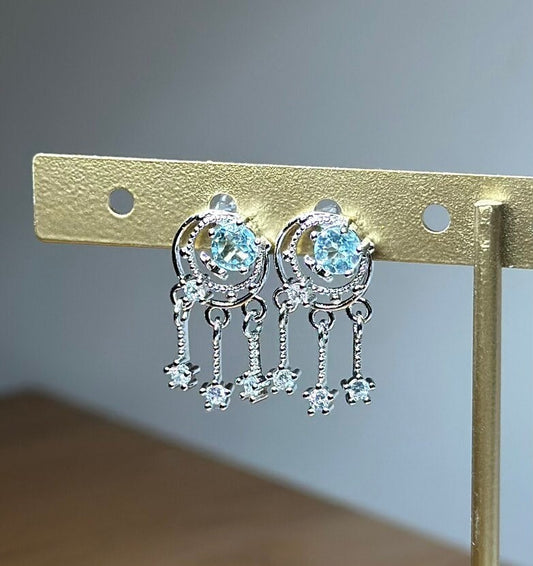 Genuine Blue Topaz Earrings, Sterling Silver Earrings, Natural Blue Topaz Drop Gemstone Earrings, Gemstone Earrings, Silver Earrings, Gift