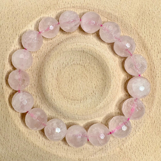 Rose Quartz Bracelet-10mm+ Genuine Rose Quartz-Gemstone Bracelet-Faceted Bead Bracelet-Gemstone Jewellery-Natural Rose Quartz-Pink Crystal