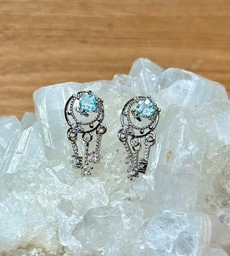 Genuine Blue Topaz Earrings, Sterling Silver Earrings, Natural Blue Topaz Drop Gemstone Earrings, Gemstone Earrings, Silver Earrings, Gift